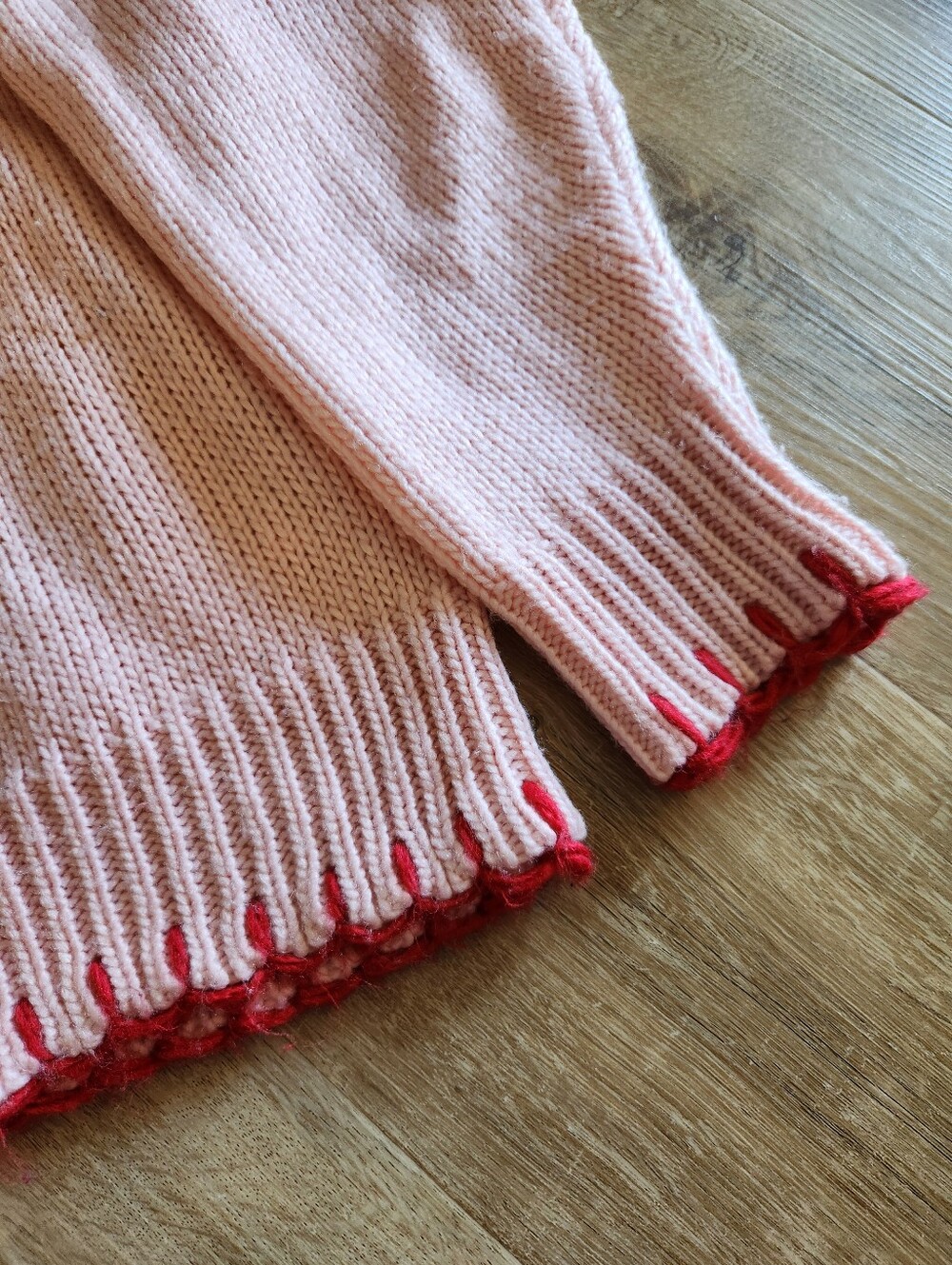 Women's Pink Crewneck Sweater with Red Lobster Embroidery - Picture 5 of 8